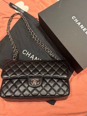 Chanel Medium Classic Flap Black Caviar Silver